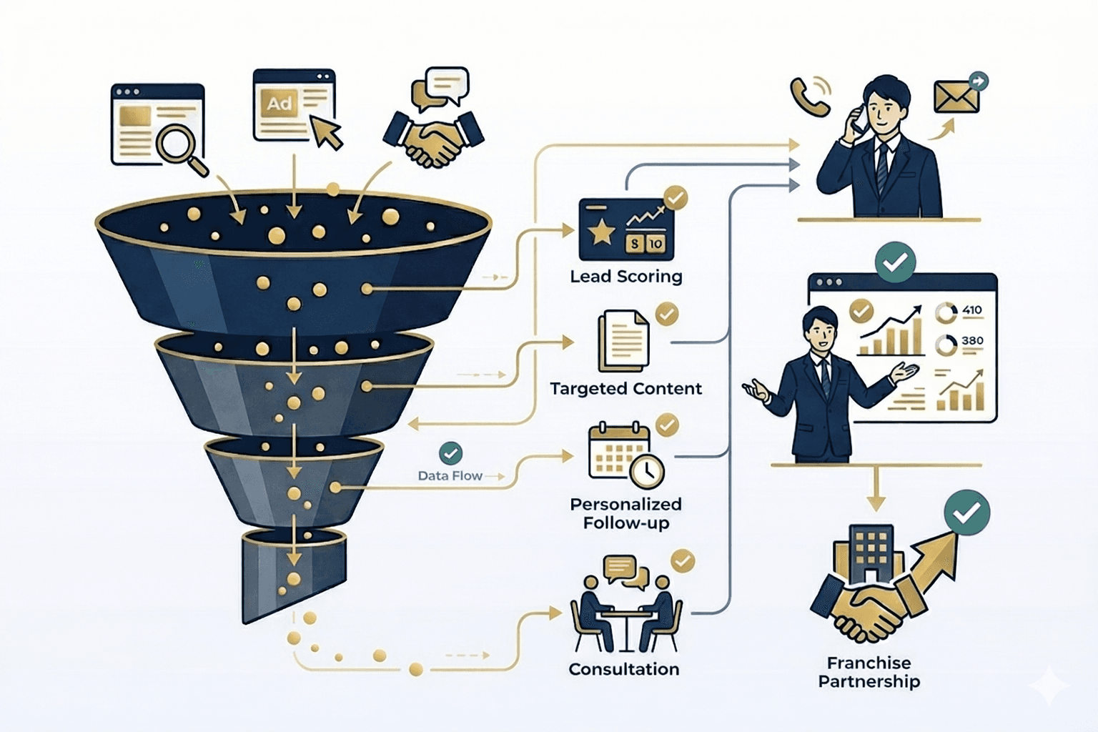 加盟に近い"高品質な面談着座"を
つくる送客設計